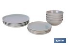 Green ceramic dinnerware set | Set of 12 pieces | Irregular design | Dishwasher and microwave safe - Cofan