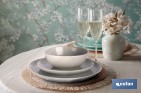 Green ceramic dinnerware set | Set of 12 pieces | Irregular design | Dishwasher and microwave safe - Cofan
