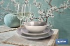 Green ceramic dinnerware set | Set of 12 pieces | Irregular design | Dishwasher and microwave safe - Cofan