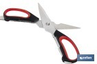 Tijeras de cocina multiusos con mango antideslizante | Hojas de acero inoxidable | Longitud: 21,5 cm | Perfectas para cortar, partir nueces y abrir botellas - Cofan