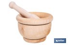 Mortero de madera de abedul con maza. Diámetro: Ø14 cm. Ideal para machacar alimentos - Cofan