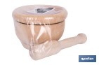 Mortero de madera de abedul con maza. Diámetro: Ø14 cm. Ideal para machacar alimentos - Cofan