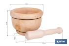 Mortero de madera de abedul con maza. Diámetro: Ø14 cm. Ideal para machacar alimentos - Cofan