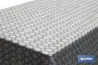 Rotolo di cerata antimacchia con stampe digitali con motivo esagonale | 50% cotone e 50% PVC | Dimensioni: 1,40 x 25 m - Cofan