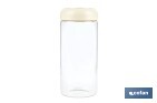 Bote de cocina de vidrio borosilicato | Tapa beige | Cierre a presión | Capacidad: 1,3 litros | Almacenaje de alimentos | Medidas: Ø10 x 23 cm - Cofan