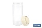 Bote de cocina de vidrio borosilicato | Tapa beige | Cierre a presión | Capacidad: 1,3 litros | Almacenaje de alimentos | Medidas: Ø10 x 23 cm - Cofan