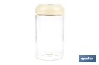 Bote de cocina de vidrio borosilicato | Tapa beige | Cierre a presión | Capacidad: 1 litro | Almacenaje de alimentos | Medidas: Ø10 x 18,6 cm - Cofan