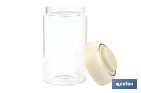 Bote de cocina de vidrio borosilicato | Tapa beige | Cierre a presión | Capacidad: 1 litro | Almacenaje de alimentos | Medidas: Ø10 x 18,6 cm - Cofan