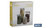 Set de 4 Frascos de Vidrio | Para Almacenamiento | Capacidad de 750 - 1150 - 1500 - 2100 ml - Cofan