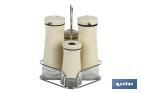 Cruet set of 4 pieces | 2-piece capacity of 230ml and 2-piece capacity of 120ml | Beige Colour - Cofan