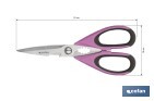 Ciseaux Multi-usages | Fabriqués en Acier Inox. | Modèle Sena | Couleur Vert Clair ou Violet | Longueur 22 cm - Cofan