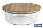 Set of 2 round borosilicate glass food containers, Bambú Model | Bamboo Lid | 620-950ml Capacity - Cofan