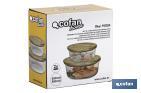 Set of 2 round borosilicate glass food containers, Bambú Model | Bamboo Lid | 620-950ml Capacity - Cofan