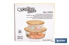 Set de 2 Boîtes à Lunch Rondes en Borosilicate | Modèle Bambú | Couvercle en Bambou | Contenance 620-950 ml - Cofan