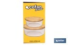 Set de 2 Boîtes à Lunch Rondes en Borosilicate | Modèle Bambú | Couvercle en Bambou | Contenance 620-950 ml - Cofan