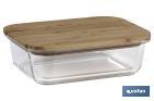 Set of 3 rectangular borosilicate glass food containers | Bambú Model | Bamboo lid | 640-1,040-1,520ml Capacity - Cofan