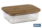 Set de 3 Boîtes à Lunch Rectangulaires en Borosilicate | Modèle Bambú | Couvercle en Bambou | Contenance 640-1040-1520 ml - Cofan