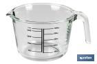 Borosilicate glass measuring cup | Baritina Model | 1l Capacity | Suitable for microwave, oven & freezer - Cofan