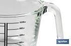 Borosilicate glass measuring cup | Baritina Model | 1l Capacity | Suitable for microwave, oven & freezer - Cofan