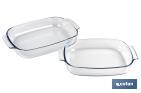 Set of 2 oval borosilicate glass baking dish, Baritina Model | 2,700-3,800ml Capacity - Cofan