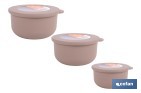 Set of 3 round food containers with lid | Capacity: 100 ml, 250 ml, 500 ml | Material: PP + TPE | Assorted colours: grey, brown or white - Cofan