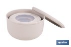 Set of 3 round food containers with lid | Capacity: 100 ml, 250 ml, 500 ml | Material: PP + TPE | Assorted colours: grey, brown or white - Cofan