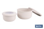 Set of 3 round food containers with lid | Capacity: 100 ml, 250 ml, 500 ml | Material: PP + TPE | Assorted colours: grey, brown or white - Cofan