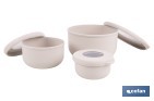 Set of 3 round food containers with lid | Capacity: 100 ml, 250 ml, 500 ml | Material: PP + TPE | Assorted colours: grey, brown or white - Cofan