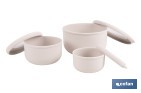 Set of 3 round food containers with lid | Capacity: 100 ml, 250 ml, 500 ml | Material: PP + TPE | Assorted colours: grey, brown or white - Cofan