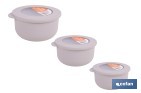 Set of 3 round food containers with lid | Capacity: 100 ml, 250 ml, 500 ml | Material: PP + TPE | Assorted colours: grey, brown or white - Cofan