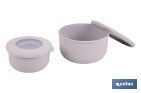 Set of 3 round food containers with lid | Capacity: 100 ml, 250 ml, 500 ml | Material: PP + TPE | Assorted colours: grey, brown or white - Cofan
