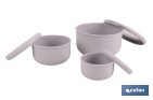 Set of 3 round food containers with lid | Capacity: 100 ml, 250 ml, 500 ml | Material: PP + TPE | Assorted colours: grey, brown or white - Cofan