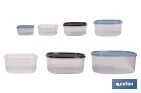 Set de 7 fiambreras cuadradas apilables con tapa hermética | Recipientes de 220 ml a 3600 ml | Aptas para microondas y congelador - Cofan