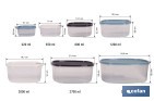 Set de 7 fiambreras cuadradas apilables con tapa hermética | Recipientes de 220 ml a 3600 ml | Aptas para microondas y congelador - Cofan