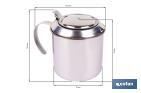 Grasera de acero inoxidable con filtro desmontable | Capacidad: 0,75 l | Disponible con icono para aceite de carne o de pescado - Cofan