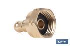 Racord para tubería de gas | Adecuado para regulador de gas 41003096 | Rosca izquierda 21,8 mm | Material: Latón | Medidas: 2,4 cm largo x 3,5 cm alto - Cofan