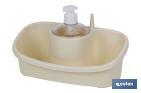 Dispenser per sapone con porta-spugna | Beige o grigio chiaro | Dimensioni: 26 x 13 x 16,5 cm - Cofan