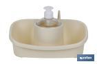 Dispenser per sapone con porta-spugna | Beige o grigio chiaro | Dimensioni: 26 x 13 x 16,5 cm - Cofan