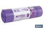 SACS POUBELLE PARFUMÉS REFERMABLES DE COULEUR VIOLETTE | DIMENSIONS : 57 X 57 CM ET JAUGE DE 90