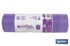 Sacs poubelle parfumés refermables de couleur violette | Dimensions : 57 x 57 cm et jauge de 90 - Cofan