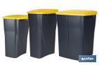 Yellow recycling bin | Suitable for recycling plastics and packaging materials | Available in three different capacities and sizes - Cofan