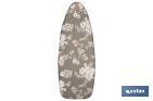 PADDED COTTON IRONING BOARD COVER | SIZE: 140 X 60CM | GREY PRINT WITH FLOWERS
