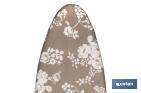 Padded cotton ironing board cover | Size: 140 x 60cm | Grey print with flowers - Cofan