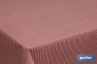 Rouleau de nappe en tissu résiné avec impression de petits carrés Vichy en rouge | Dimensions : 1,40 x 25 m et 1,40 x 20 m. - Cofan