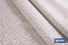 Mantel redondo antimanchas confeccionado en Jacquard con tejido resinado | Diseño de pétalos sobre beige | Materiales: 50% algodón y 50% poliéster | Diferentes medidas - Cofan