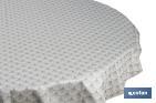 Mantel redondo antimanchas confeccionado en Jacquard con tejido resinado | Diseño de arcos verdes | Materiales: 50% algodón y 50% poliéster | Diferentes medidas - Cofan