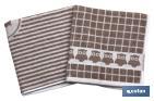 PACK OF 2 TEA TOWELS | SIZE: 50 X 50CM | BROWN WITH PRINT