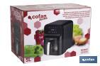 Freidora de Aire Digital de 5 Litros | Ventana de visualización con luz + pantalla táctil en color + rejilla para tostar pan | Bajo Consumo 1500W | 8 Programas - Cofan