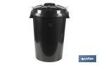 Cubo de basura con tapa y asas metálicas | Capacidad: 100 litros | Material: polipropileno | Color: negro - Cofan