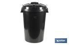 POUBELLE AVEC COUVERCLE ET POIGNÉES MÉTALLIQUES | CAPACITÉ : 100 LITRES | MATÉRIAU : POLYPROPYLÈNE | COULEUR : NOIR